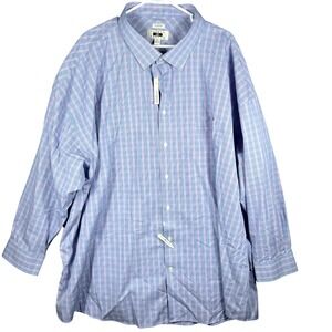 Joseph Abboud Dress Shirt Mens 22 34/35 Blue Purple Check Egyptian Cotton 2-Ply